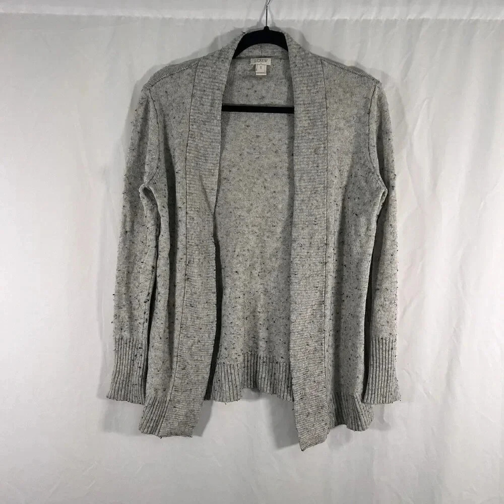 J. Crew Cardigan Women's Small Grey Wool Blend Open Front Long Sleeve